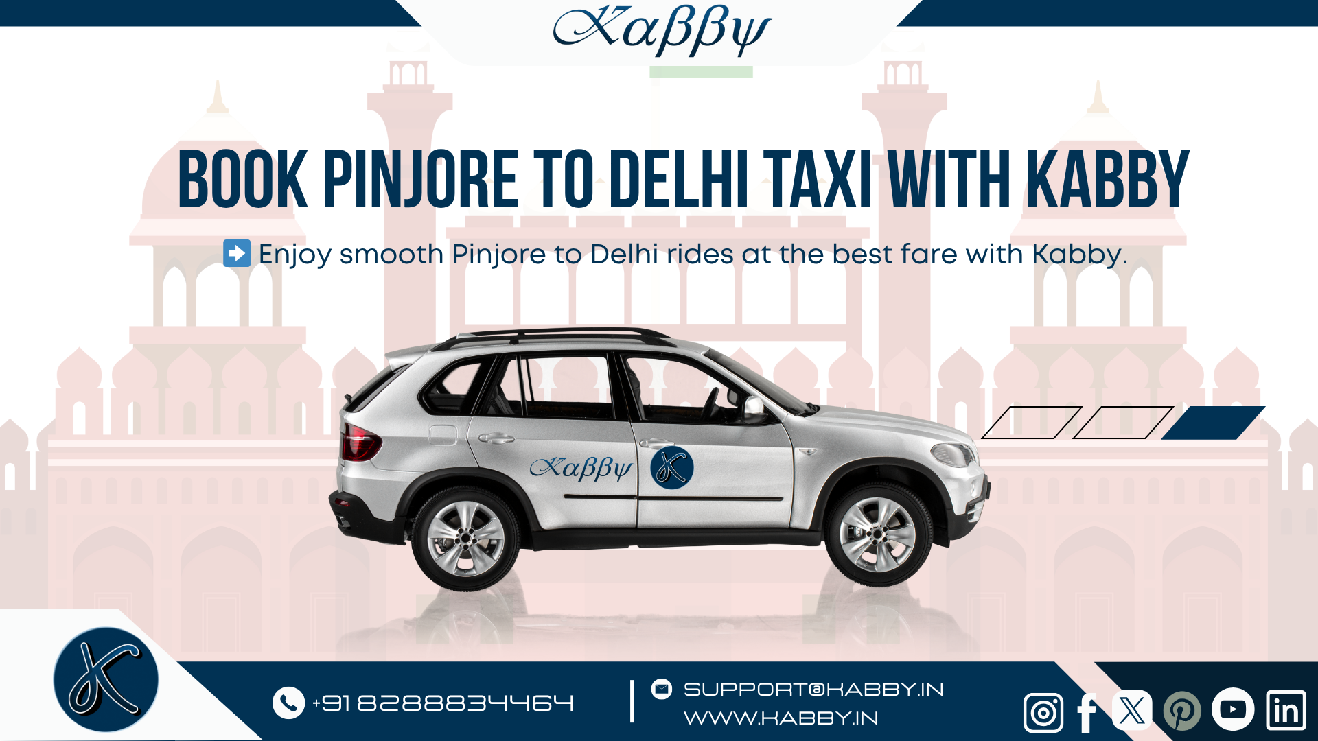 Book Pinjore to Delhi Taxi With Kabby